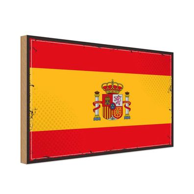 vianmo Holzschild Holzbild 20x30 cm Spanien Fahne Flagge
