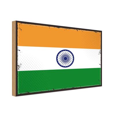 vianmo Holzschild Holzbild 18x12 cm Indien Fahne Flagge
