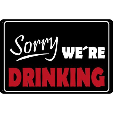 vianmo Blechschild 20x30 cm gewölbt Essen Trinken Sorry we´re drinking
