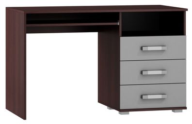 Schreibtisch Tabubil 26, Farbe: Wenge / Grau - Abmessungen: 75 x 120 x 60 cm (H