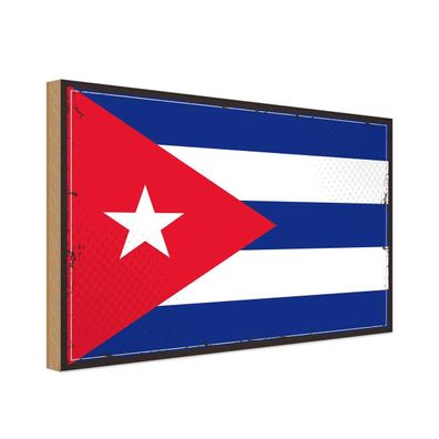 vianmo Holzschild Holzbild 18x12 cm Kuba Fahne Flagge