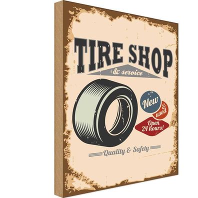 vianmo Holzschild 20x30 cm Garage Werkstatt Tire Shop Reifen Service Deko Metall