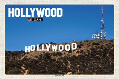 Holzschild 20x30 cm - Hollywood USA Hollywood Hills