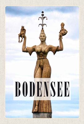 Holzschild 20x30 cm - Bodensee Deutschland Statue Frau