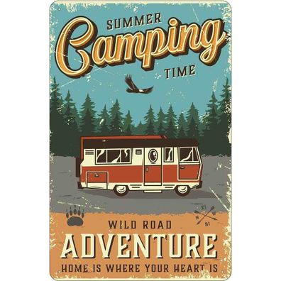 vianmo Blechschild 18x12 cm gewölbt Outdoor Camping Summer Camping Time Adventure