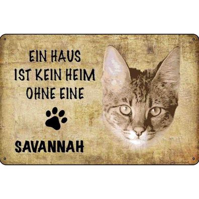 vianmo Blechschild 20x30 cm gewölbt Tier Savannah Katze ohne kein Heim