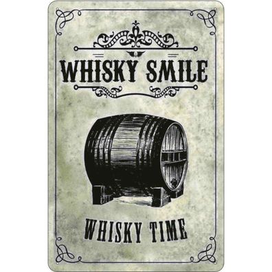 Blechschild 18x12 cm - Alkohol Whisky Smile Whisky Time