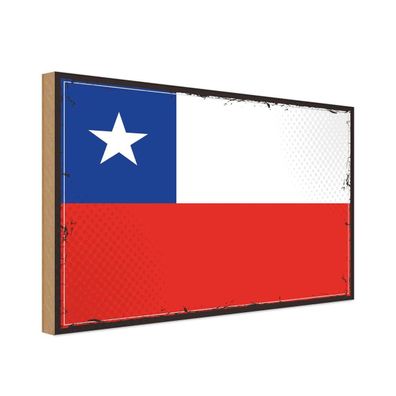 vianmo Holzschild Holzbild 18x12 cm Chile Fahne Flagge