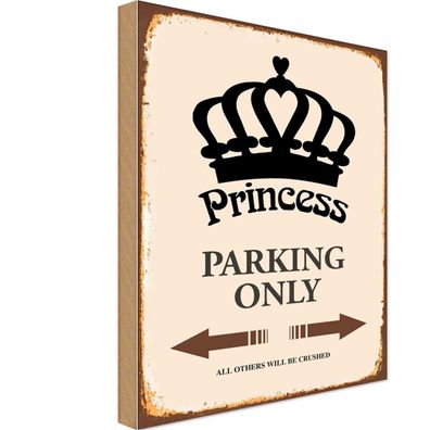 vianmo Holzschild 20x30 cm Parkplatzschild Princess parking only Korona