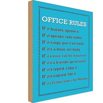 vianmo Holzschild 18x12 cm Hinweis Office Rules Office Regeln