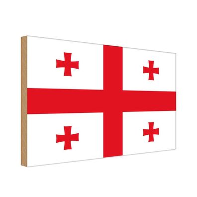 vianmo Holzschild Holzbild 18x12 cm Georgien Fahne Flagge