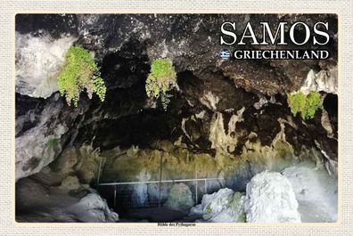 Holzschild 20x30 cm - Samos Griechenland Höhle des Pythagoras