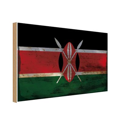 vianmo Holzschild Holzbild 20x30 cm Kenia Fahne Flagge