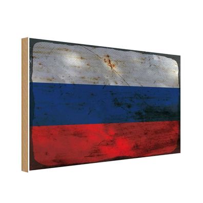vianmo Holzschild Holzbild 20x30 cm Russland Fahne Flagge