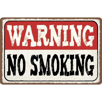 vianmo Blechschild 18x12 cm gewölbt Haus Garten Warning no smoking
