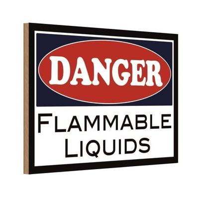 vianmo Holzschild 20x30 cm Warnung Danger flammable liquids