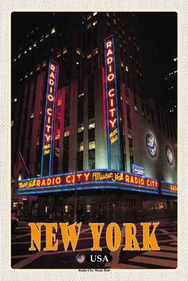 Blechschild 20x30 cm - New York USA Radio City Music Hall