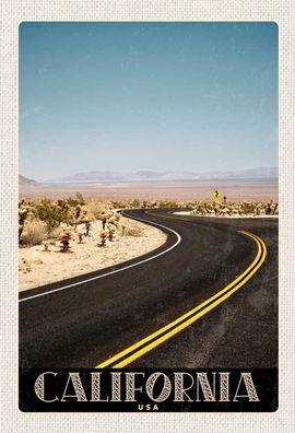 Holzschild 20x30 cm - California Amerika Strand Straße Wüste