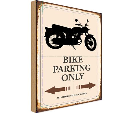 vianmo Holzschild 20x30 cm Parkplatzschild Bike parking only Motorrad