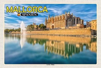 Holzschild 20x30 cm - Mallorca Spanien La Seu Palma Kathedrale