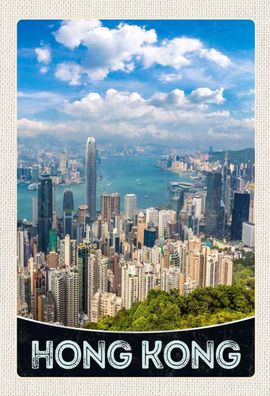 Blechschild 20x30 cm - Hong Kong City Wolkenkratzer Hochhaus