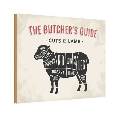 Holzschild 20x30 cm - Lamm Lamb cuts Metzgerei Fleisch