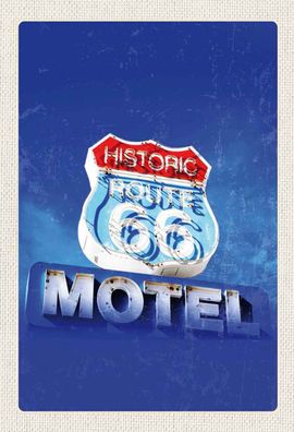 Holzschild 20x30 cm - Amerika USA Route 66 Historic Motel