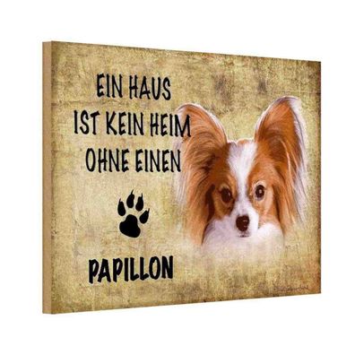 vianmo Holzschild 18x12 cm Tier Papillon Hund ohne kein Heim