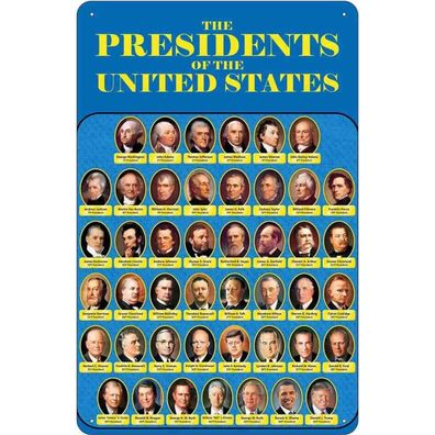 Blechschild 20x30 cm - the presidents of United States