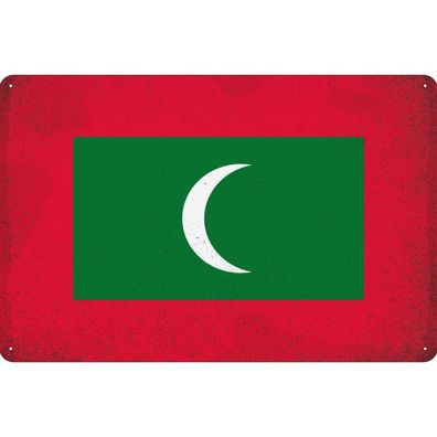 vianmo Blechschild Wandschild 20x30 cm Malediven Fahne Flagge