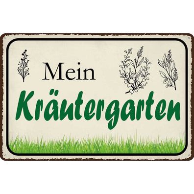 vianmo Blechschild 18x12 cm gewölbt Haus Garten mein Kräutergarten Garten
