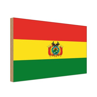 vianmo Holzschild Holzbild 18x12 cm Bolivien Fahne Flagge