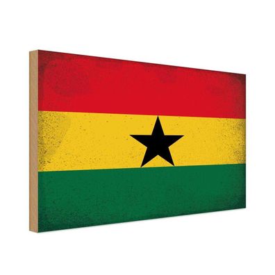 vianmo Holzschild Holzbild 18x12 cm Ghana Fahne Flagge