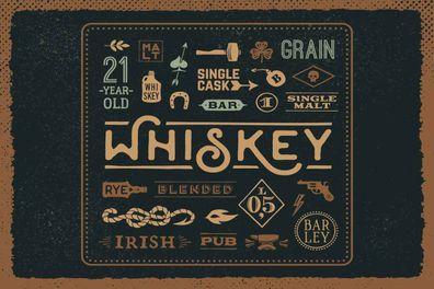 Holzschild 20x30 cm - Whiskey blended irish pub