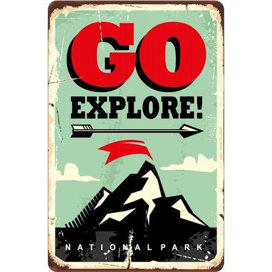 vianmo Blechschild 18x12 cm gewölbt Outdoor Camping National Park go explore