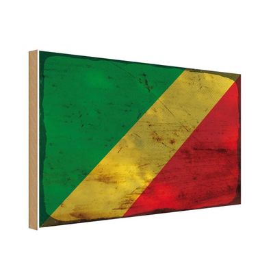 vianmo Holzschild Holzbild 20x30 cm Kongo Fahne Flagge
