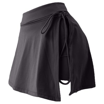 Schwarze Tennis-Skorts, Röcke mit Taschen für Damen, Kordelzug schwarz