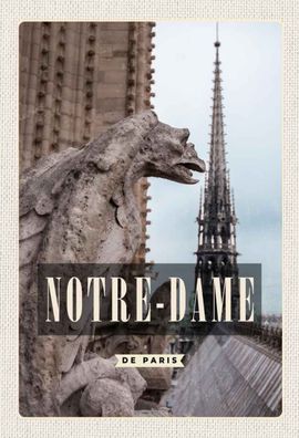 Holzschild 20x30 cm - Notre-Dame de Paris Reiseziel