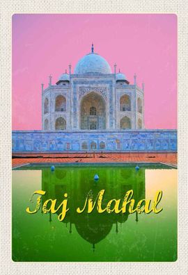 Holzschild 20x30 cm - Indien Asien Taj Mahal Agra Yamuna