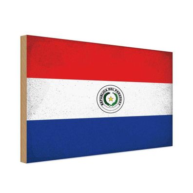 vianmo Holzschild Holzbild 20x30 cm Paraguay Fahne Flagge
