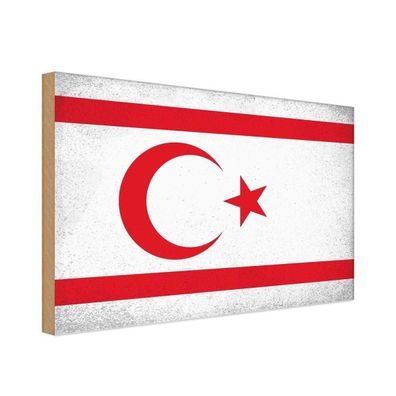 vianmo Holzschild Holzbild 20x30 cm Nordzypern Fahne Flagge
