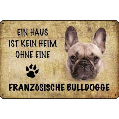 vianmo Blechschild 20x30 cm gewölbt Tier Französische Bulldogge Hund