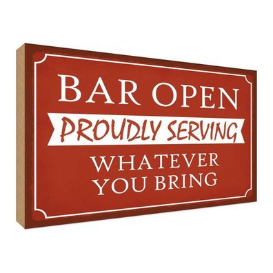 vianmo Holzschild 20x30 cm Essen Trinken Bar open proudly serving