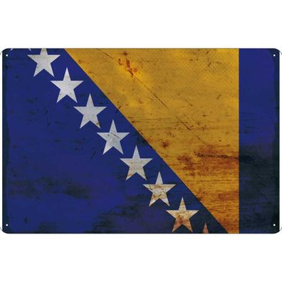 vianmo Blechschild Wandschild 20x30 cm Bosnien und Herzegowina Fahne Flagge