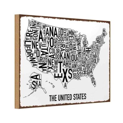 Holzschild 20x30 cm - The United States Texas Kansas