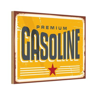 Holzschild 20x30 cm - Premum Gasoline Tankstelle Benzin