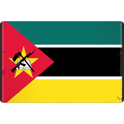 Blechschild Wandschild Metallschild 20x30 cm - Mosambiks Flag Mozambique