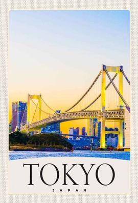 Blechschild 20x30 cm - Tokyo Asien Japan Brücke Hochhaus
