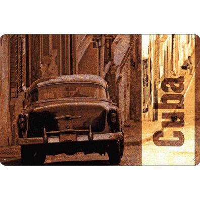 vianmo Blechschild 18x12 cm gewölbt Garage Werkstatt Cuba Auto