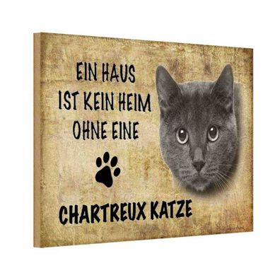 vianmo Holzschild 18x12 cm Tier Chartreux Katze